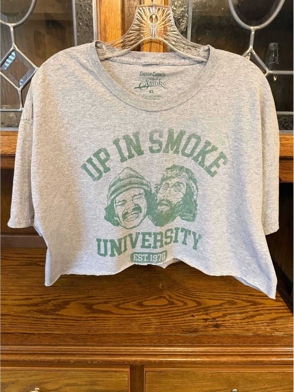 Cheech & Chong University Crop Tee XL Gray EST 1978